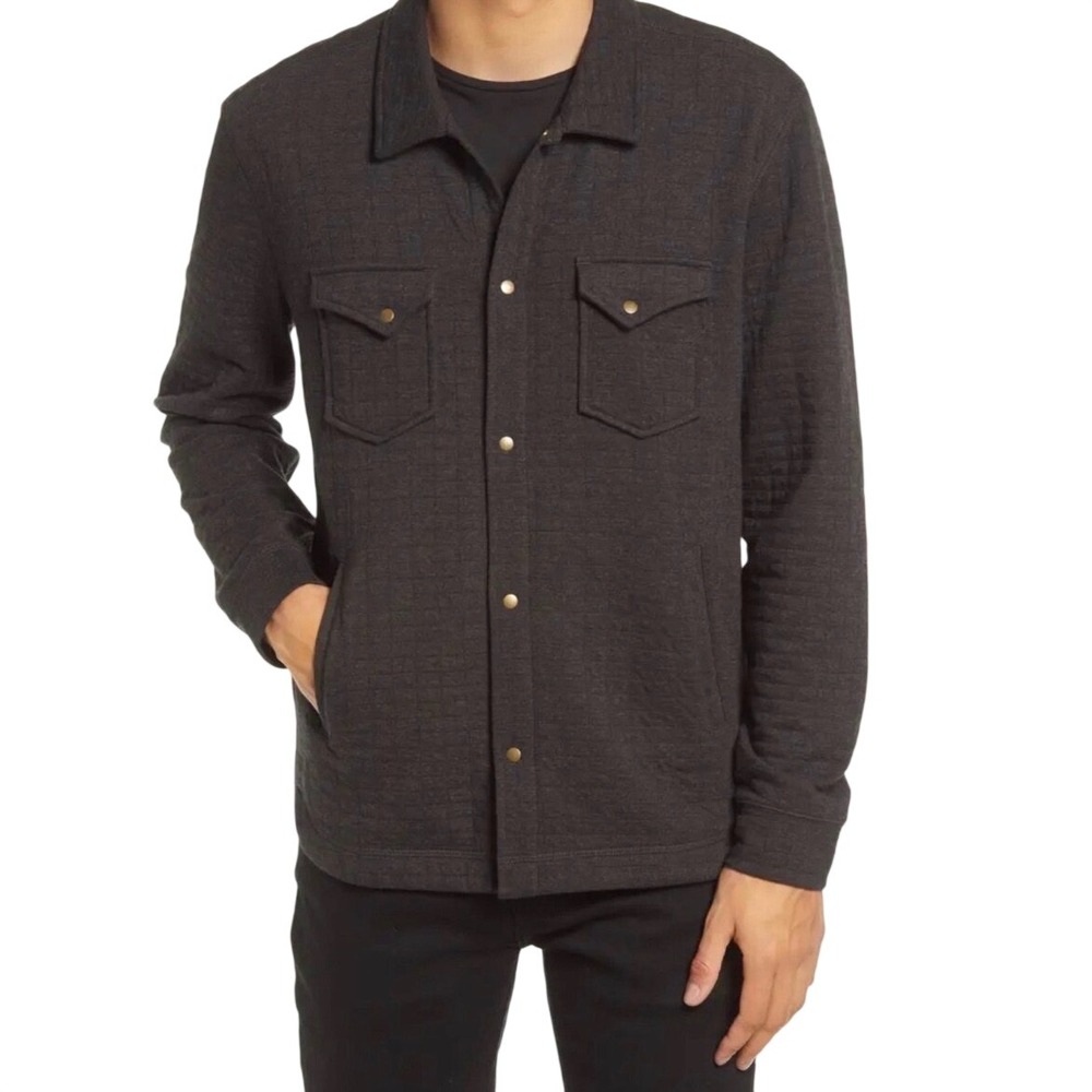 Billy Reid Theo Grid Quilted Mens XL Grey Workwear Shacket Outdoors Old Money
